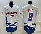 Men's Puerto Rico Baseball #9 Javier Baez White 2023 World Baseball Classic Stitched Jersey,baseball caps,new era cap wholesale,wholesale hats